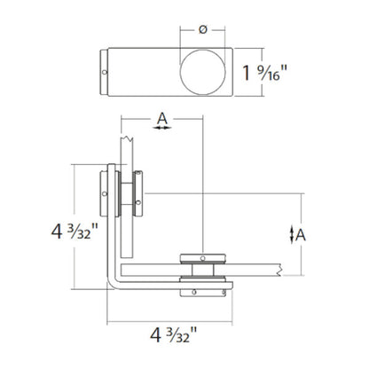 Flatec 90° connector (outer angle), glass-glass