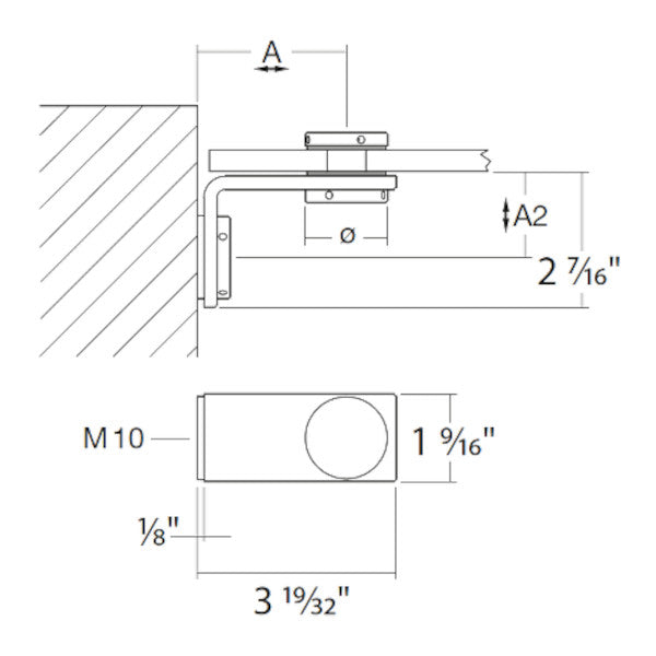 Flatec 90° connector, glass-wall