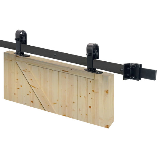 Sliding door hardware Casa Project with flat track in black for rustic wooden doors
