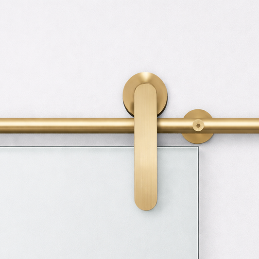 Matte gold sliding door hardware Pandora for glass doors for elegant interior look