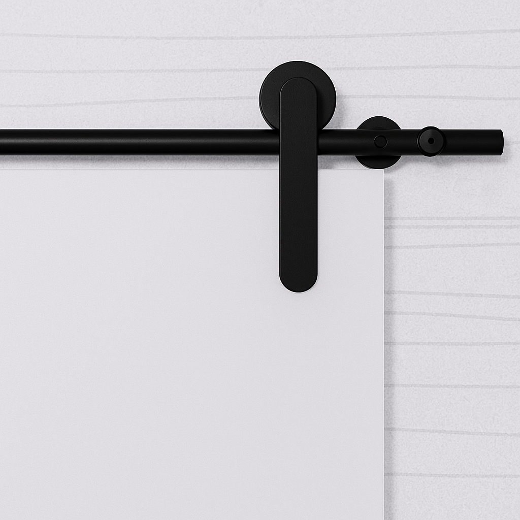 Pandora sliding door hardware for wooden doors with black trolleys