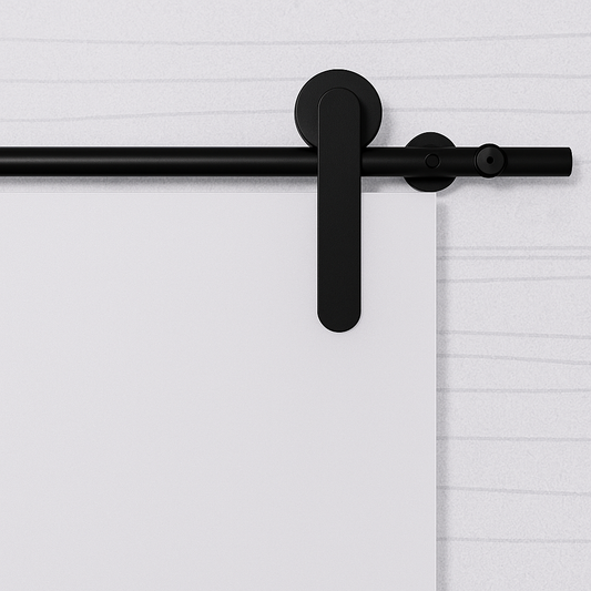 Pandora sliding door hardware for wooden doors with black trolleys