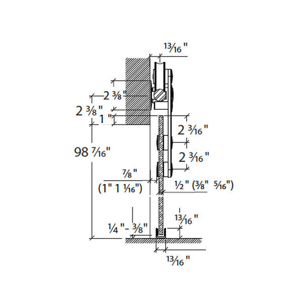 Sliding door hardware Antra I, glass