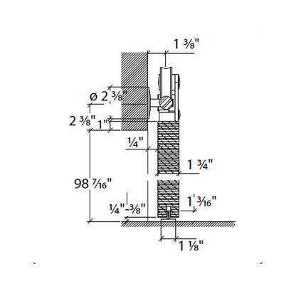 Sliding door hardware Antra II, wood