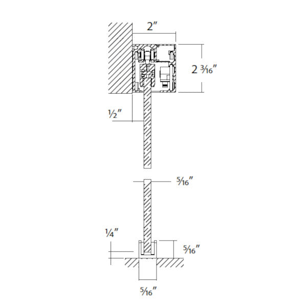 Sliding door hardware AS50, glass