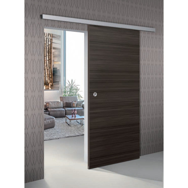 Aluminum system in stainless steel for wooden sliding doors
