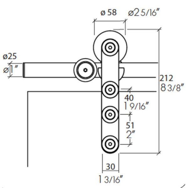 Sliding door hardware Baluga, glass