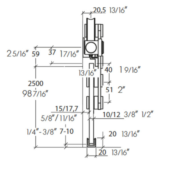 Sliding door hardware Baluga, glass