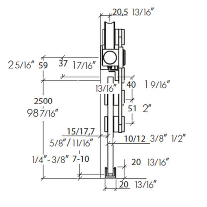 Sliding door hardware Baluga, glass