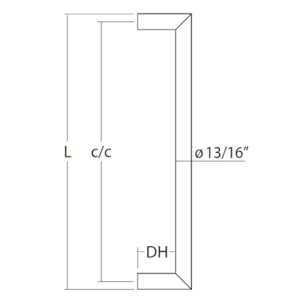 Beluga pull handle 13/16", solid, welded