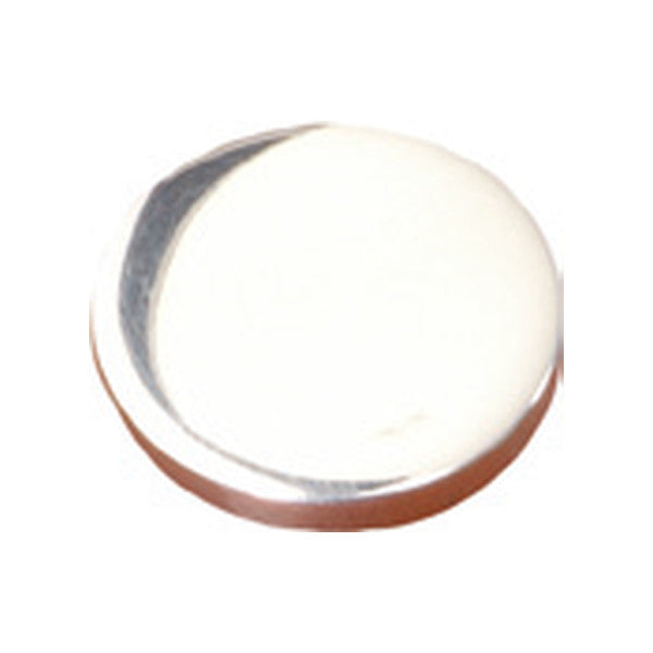 Decor cap in polished stainless steel for leather strap handles