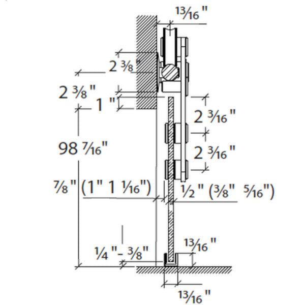 Sliding door hardware Flatec I, glass