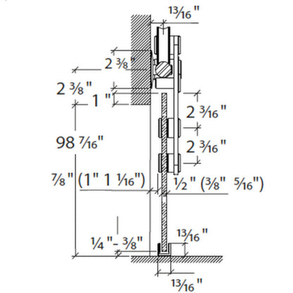 Sliding door hardware Flatec I, glass