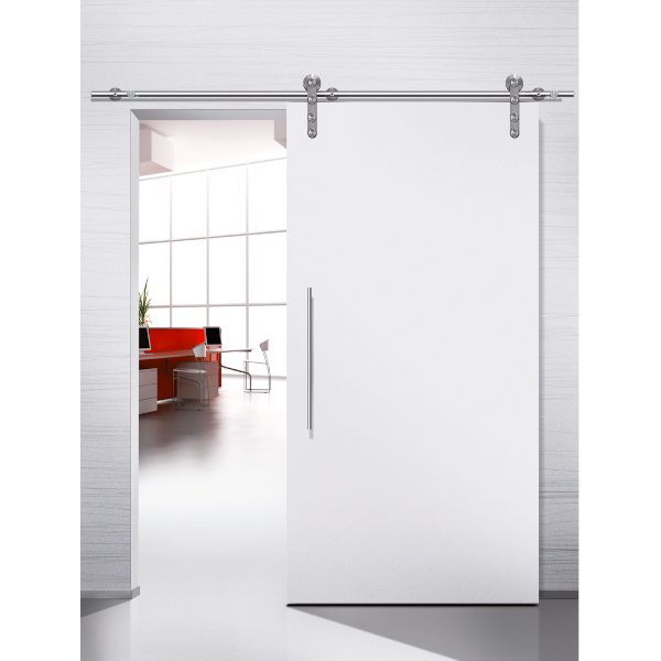 Barn door hardware Flatec I installed on wooden sliding door