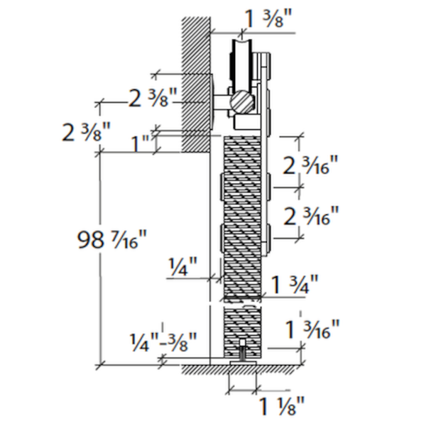 Sliding door hardware Flatec I, wood