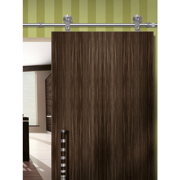 Barn door hardware Flatec II installed on wooden sliding door