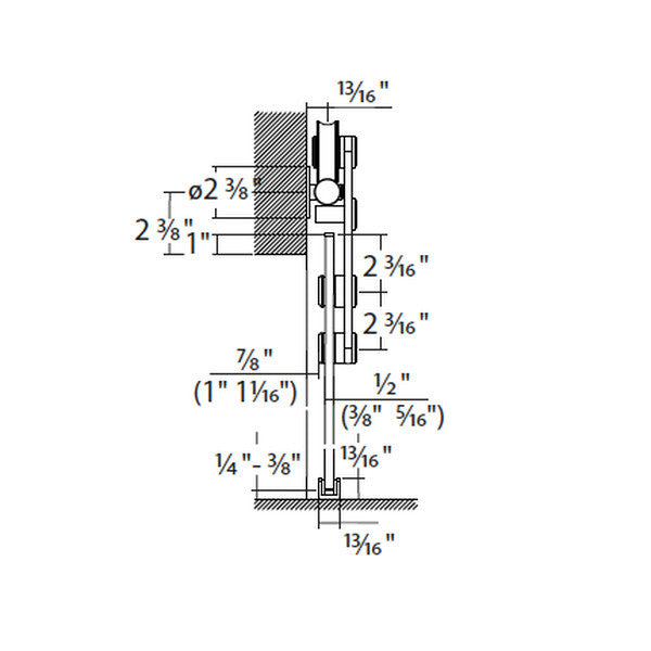 Sliding door hardware Flatec IV, glass