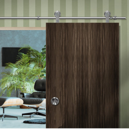 Sliding door hardware system Flatec VI in stainless steel for wooden doors