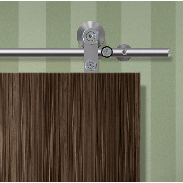 Sliding door hardware system Flatec VI in stainless steel for wooden doors