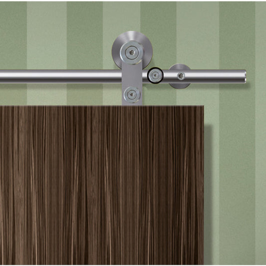Sliding door hardware system Flatec VI in stainless steel for wooden doors