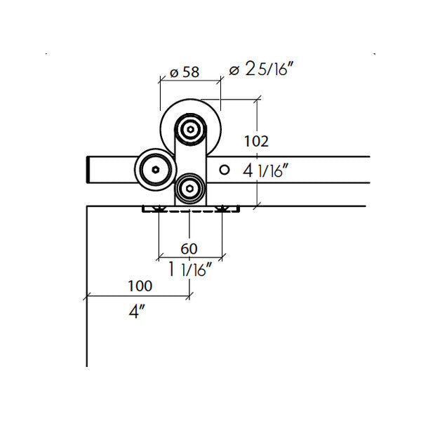 Sliding door hardware Flatec VI, wood