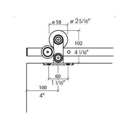 Sliding door hardware Flatec VI, wood