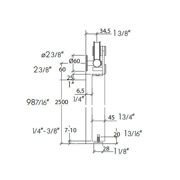 Sliding door hardware Flatec VI, wood