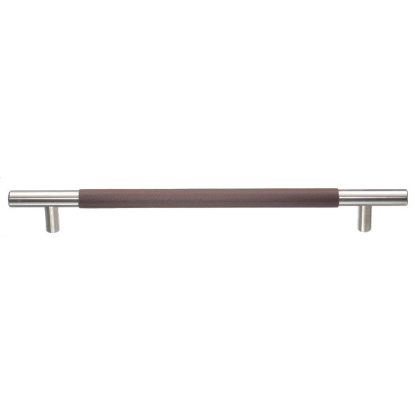 Ceres furniture handle with plain leather in cocoa for cabinets