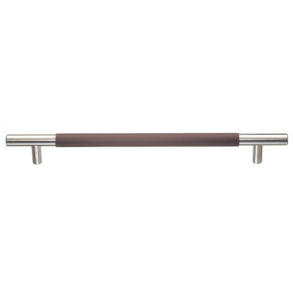 Ceres furniture handle with plain leather in cocoa for cabinets
