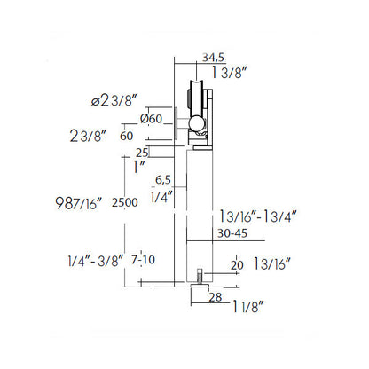 Sliding door hardware Pandora, wood