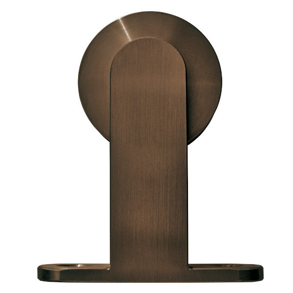 Pandora barn door hardware trolley in dark bronze for mounting on wooden doors