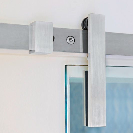 Sliding door hardware Runway in stainless steel installed on glass door