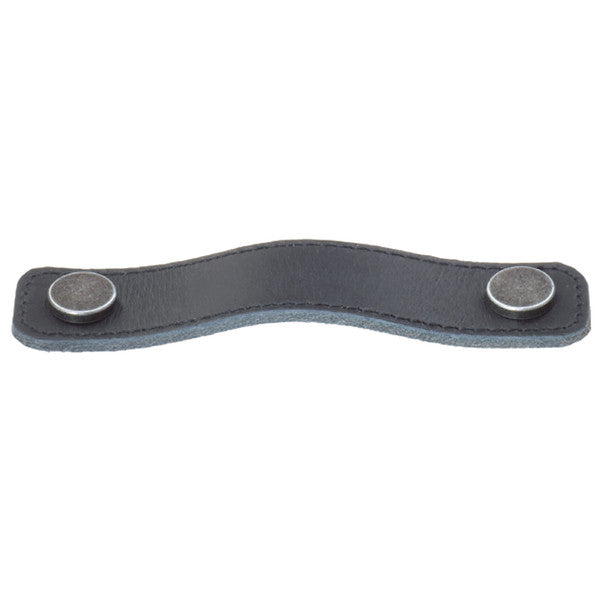 Campus leather strap handle in black for cabinets