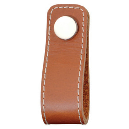 Campus leather strap handle in cognac for cabinets