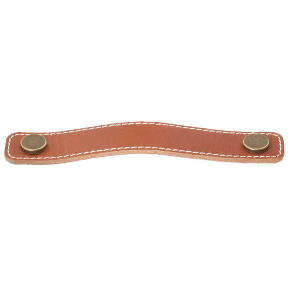 Campus leather strap handle in cognac for cabinets