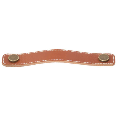 Campus leather strap handle in cognac for cabinets