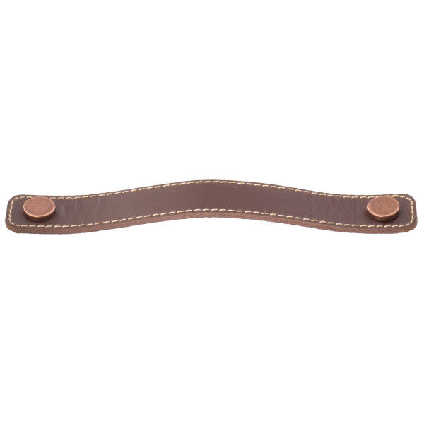 Campus leather strap handle in mocca for cabinets