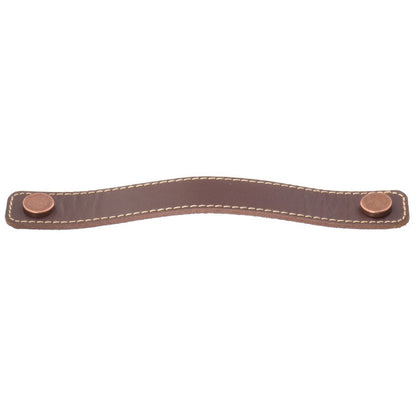 Campus leather strap handle in mocca for cabinets