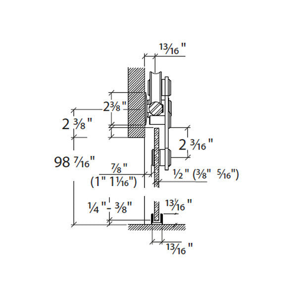 Sliding door hardware Tritec, glass