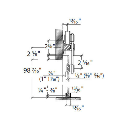 Sliding door hardware Tritec, glass