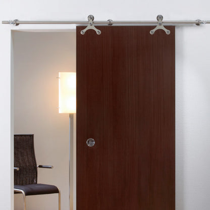 Sliding door hardware system Tritec in stainless steel for wooden doors