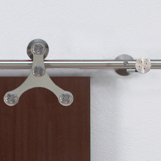 Sliding door hardware system Tritec in stainless steel for wooden doors